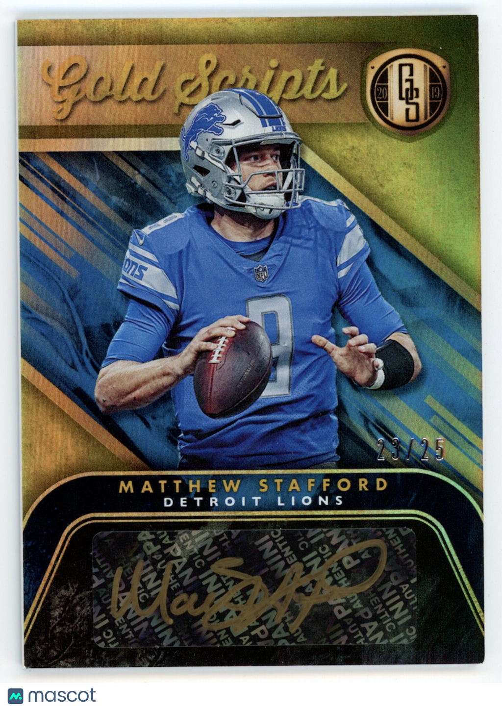 MATTHEW STAFFORD 2019 Panini Gold Standard Gold Scripts Auto #GS-MS /25 Lions