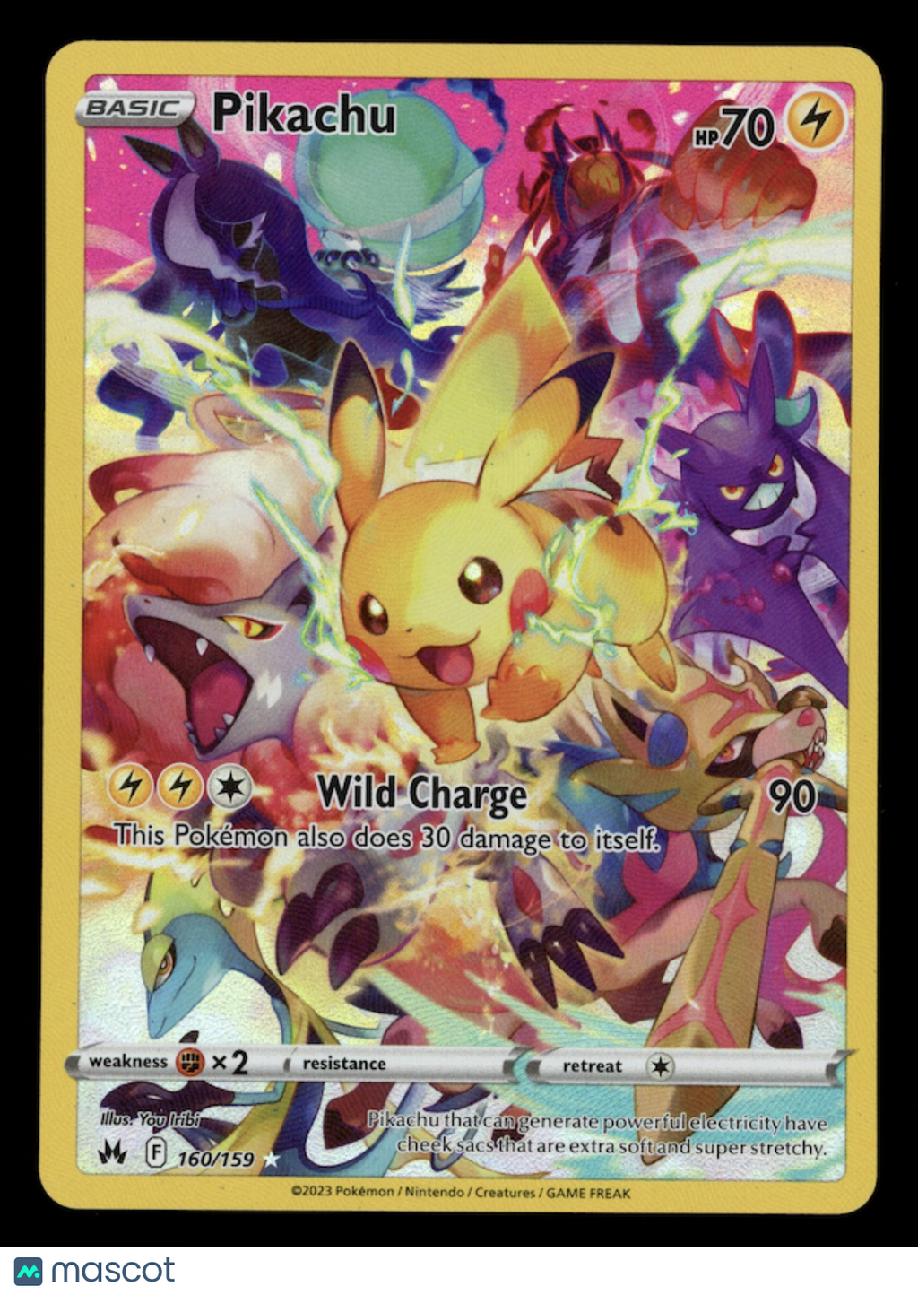 PIKACHU 2023 Pokemon Crown Zenith Holo Secret Rare Full Art #160/159