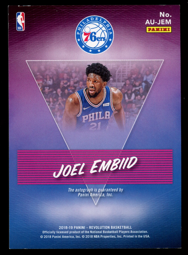 JOEL EMBIID 2018-19 Panini Revolution Auto #AU-JEM 76ers