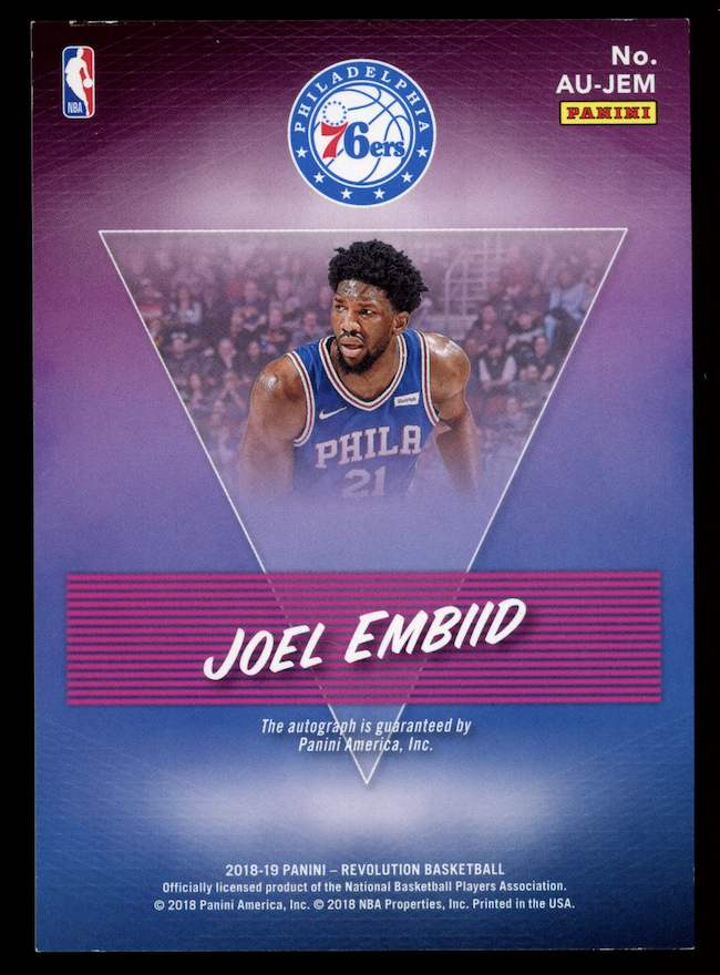 JOEL EMBIID 2018-19 Panini Revolution Auto #AU-JEM 76ers