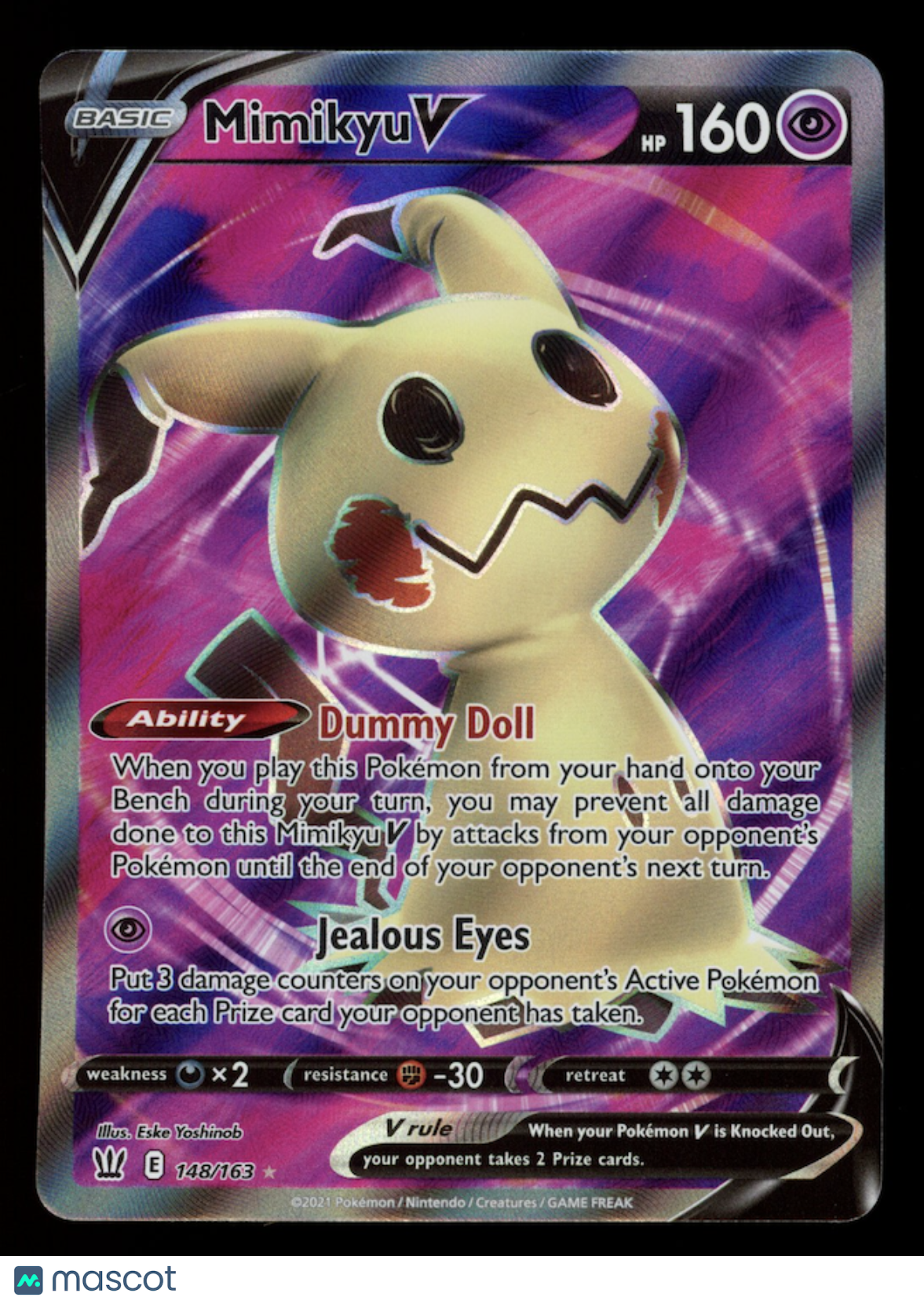 MIMIKYU V 2021 Pokemon Battle Styles Holo Ultra Rare FA #148/163
