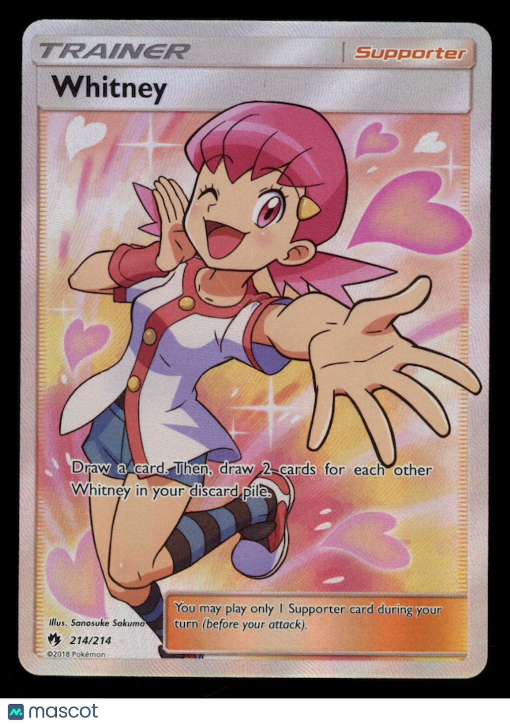 WHITNEY 2018 Pokemon Lost Thunder Holo Ultra Rare #214/214