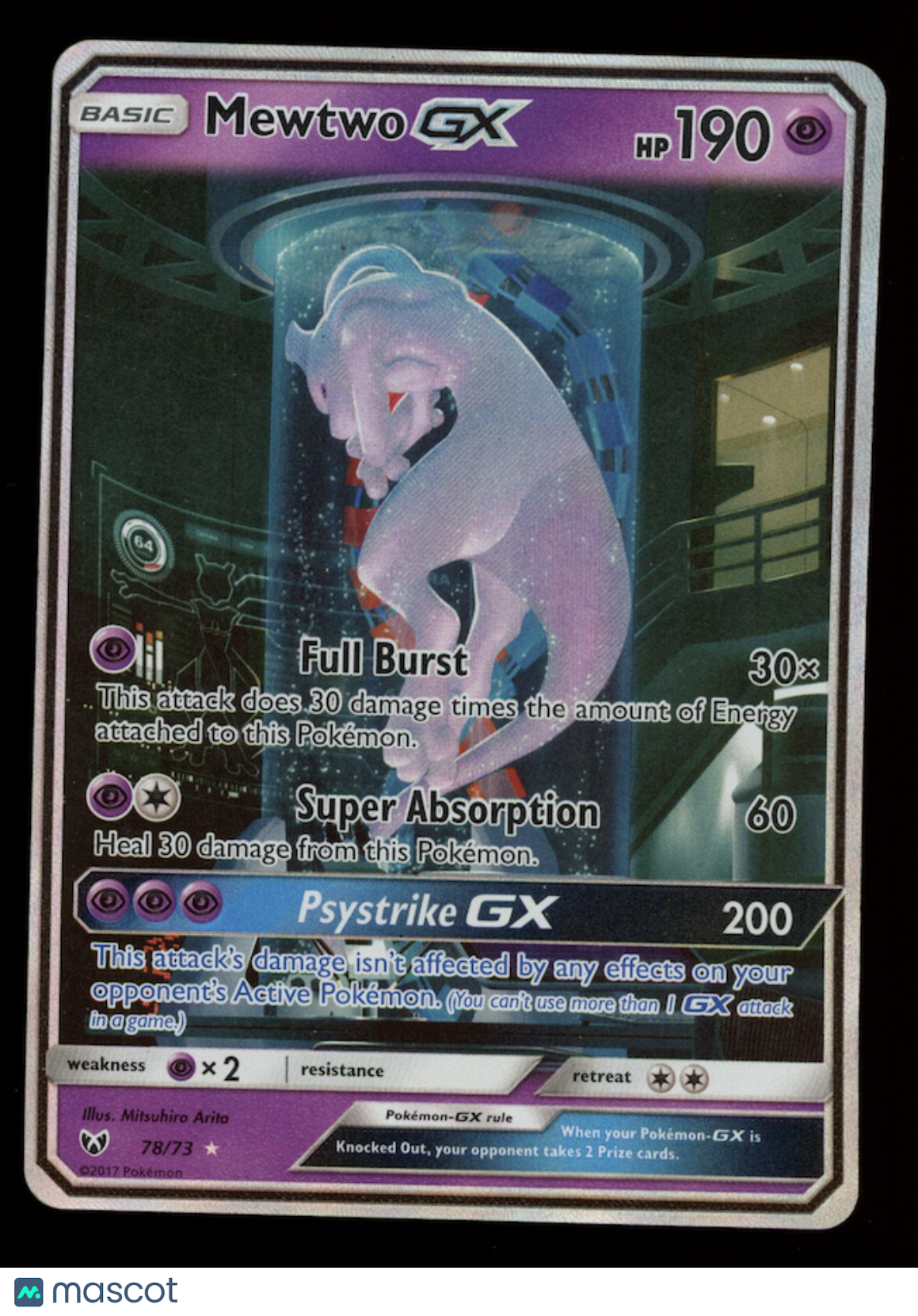 MEWTWO GX 2017 Pokemon Shining Legends Shiny Holo Rare #78/73 Damaged