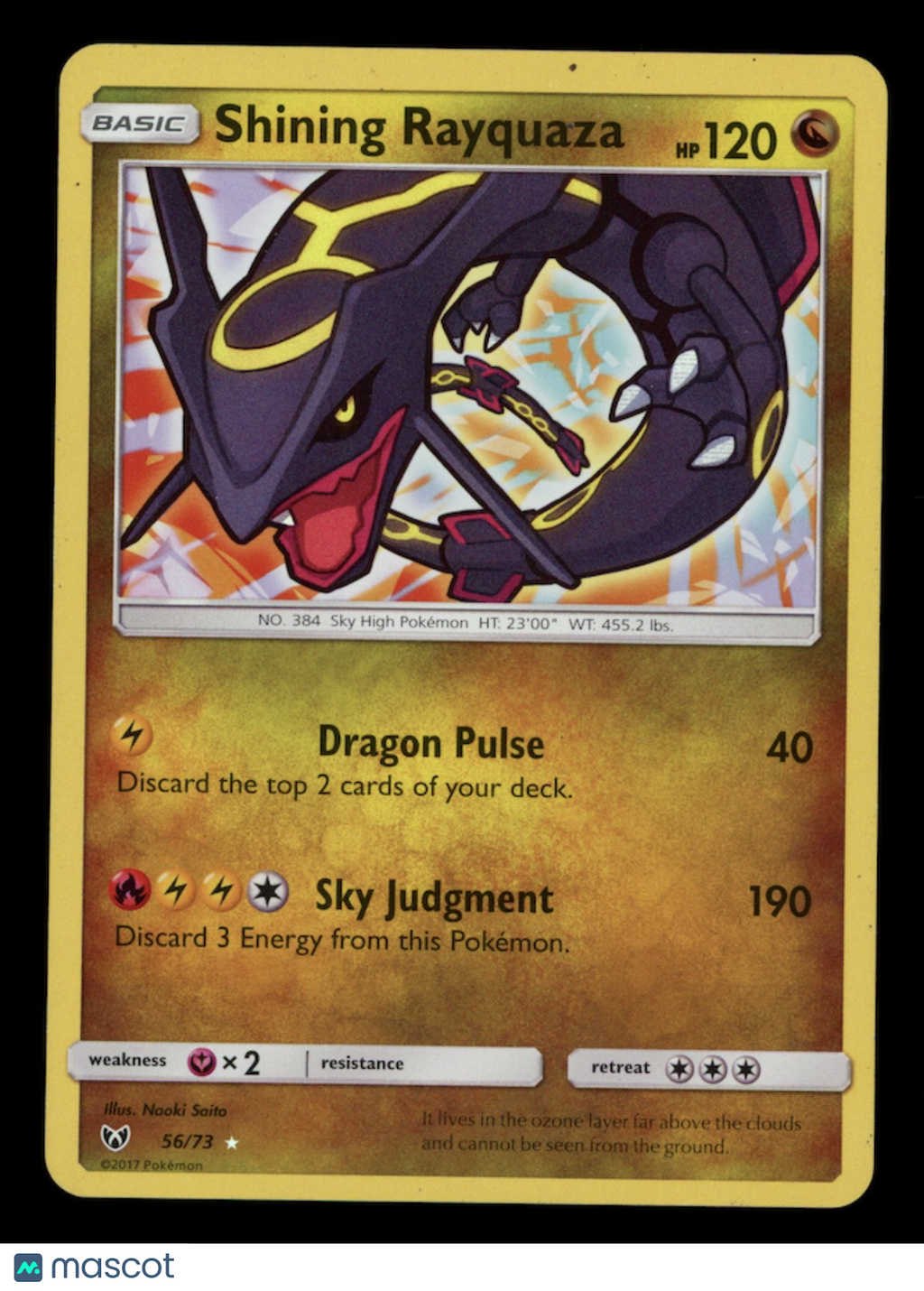 SHINING RAYQUAZA 2017 Pokemon Shining Legends Shiny Holo Rare #56/73