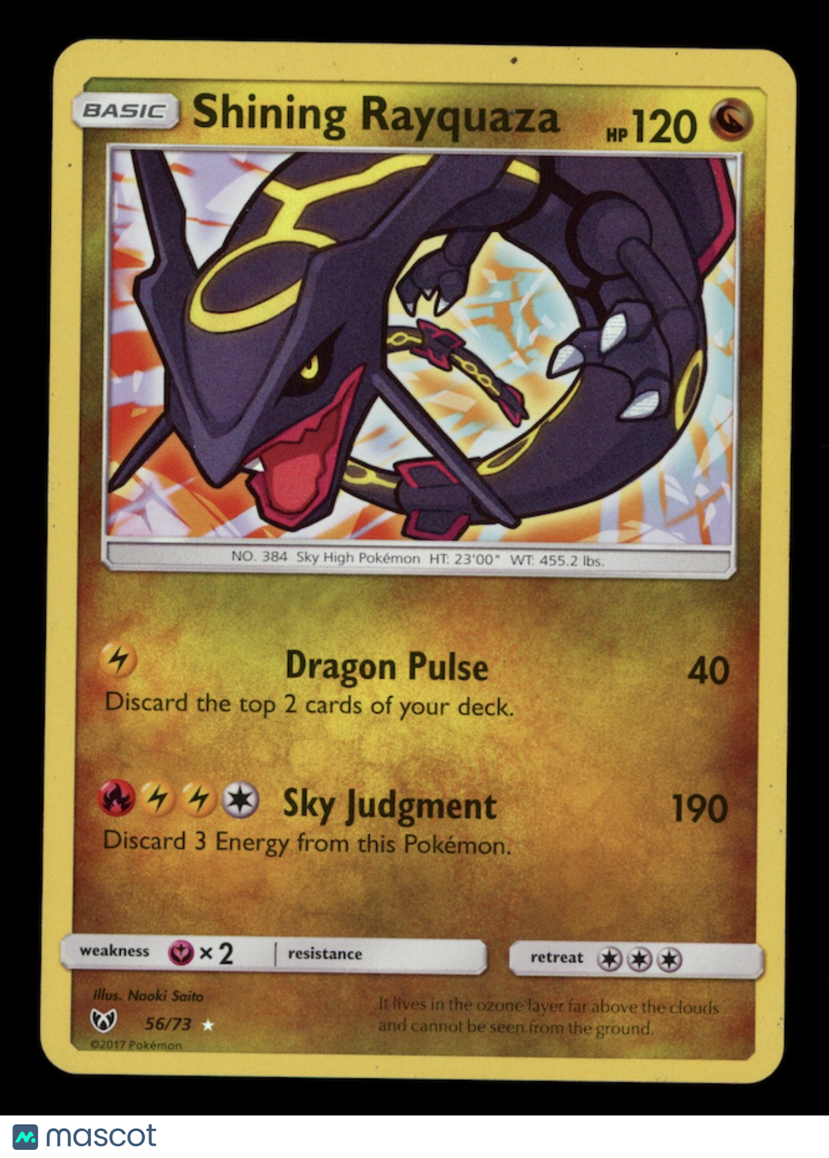 SHINING RAYQUAZA 2017 Pokemon Shining Legends Shiny Holo Rare #56/73