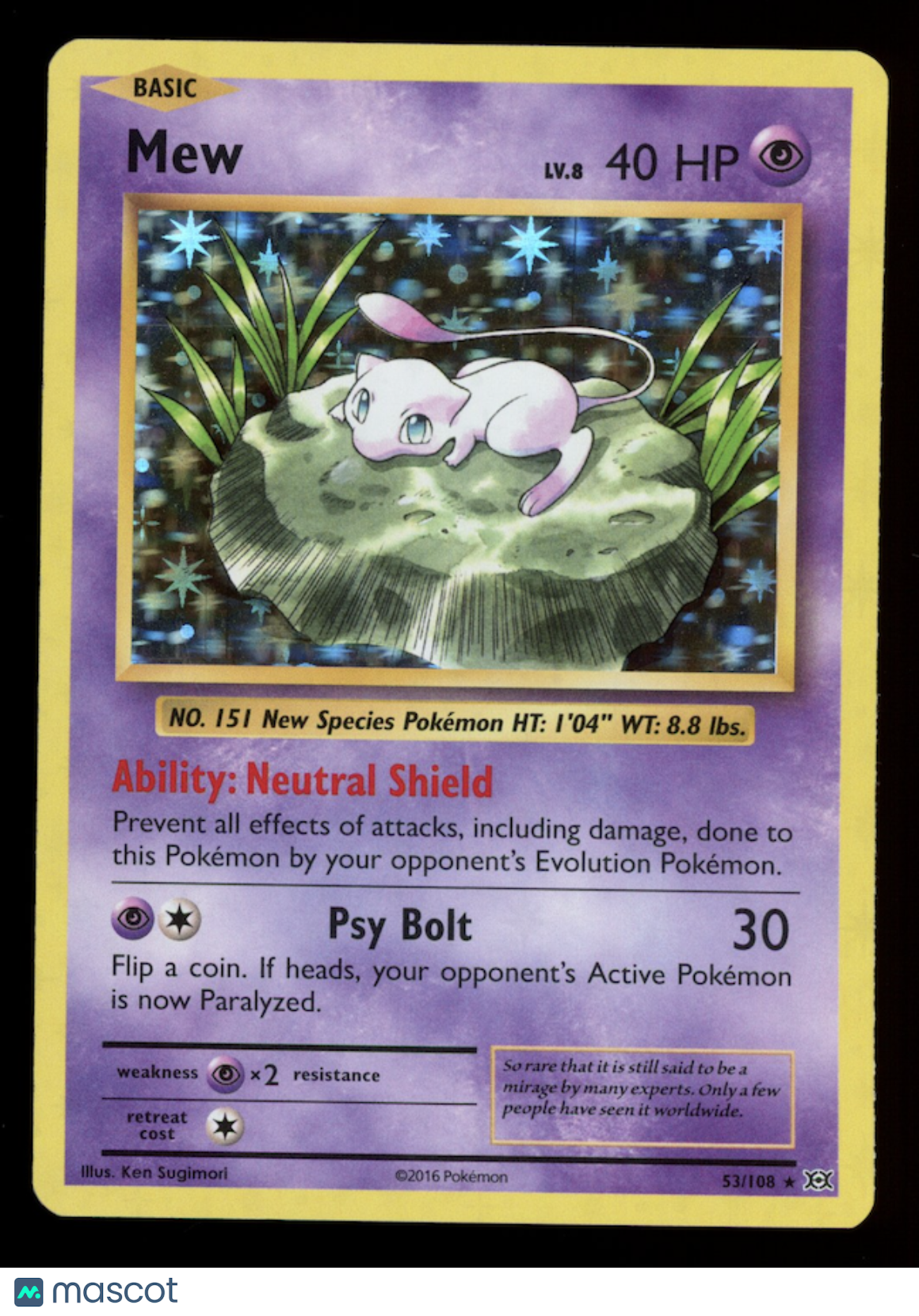 MEW 2016 Pokemon XY Evolutions Holo Rare #53/108