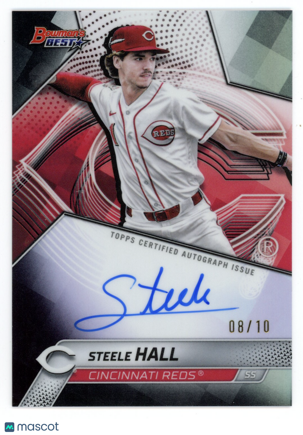 STEELE HALL 2025 Bowman's Best Prospect Auto Black Refractor /10 #B25-SH Reds