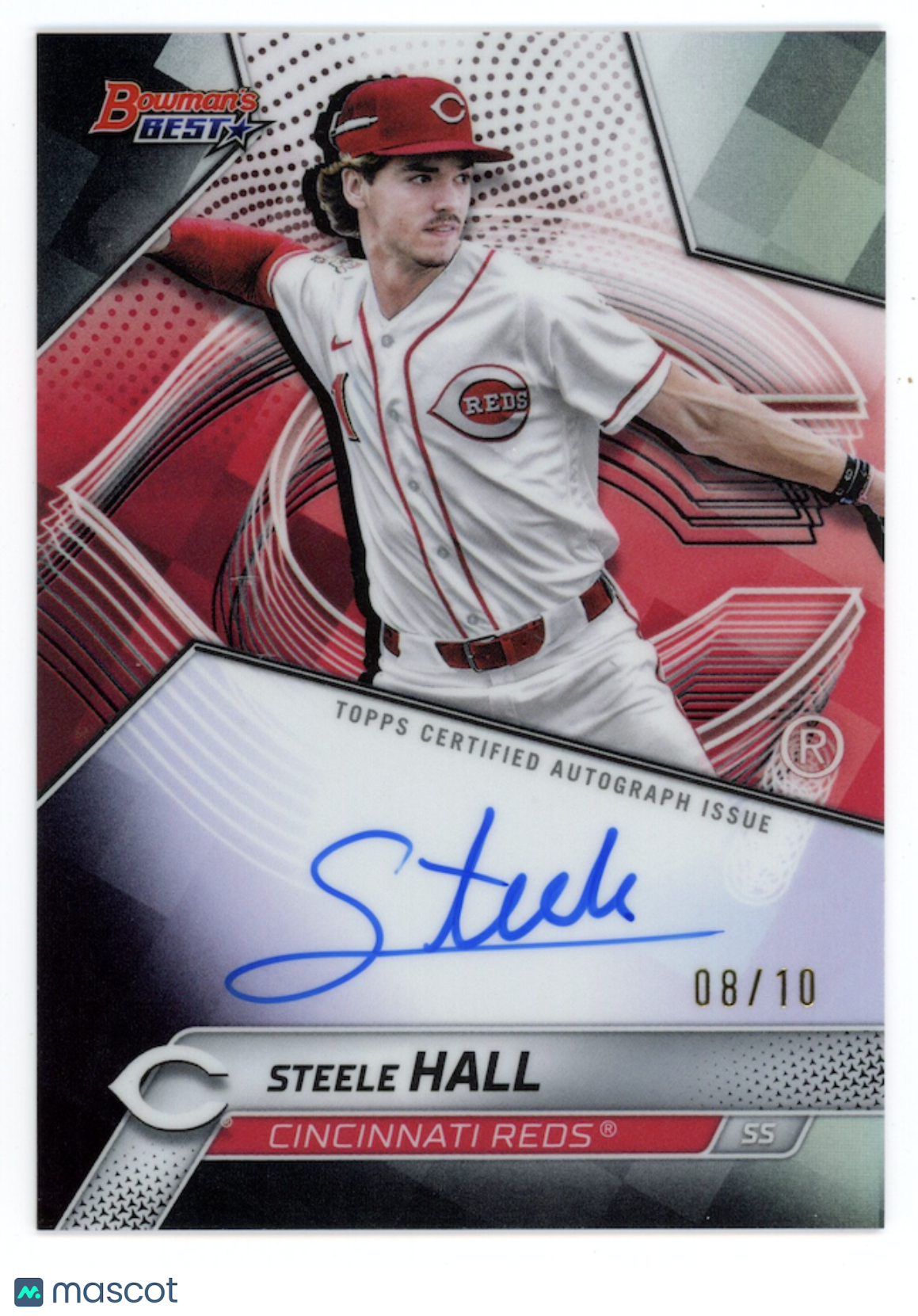 STEELE HALL 2025 Bowman's Best Prospect Auto Black Refractor /10 #B25-SH Reds