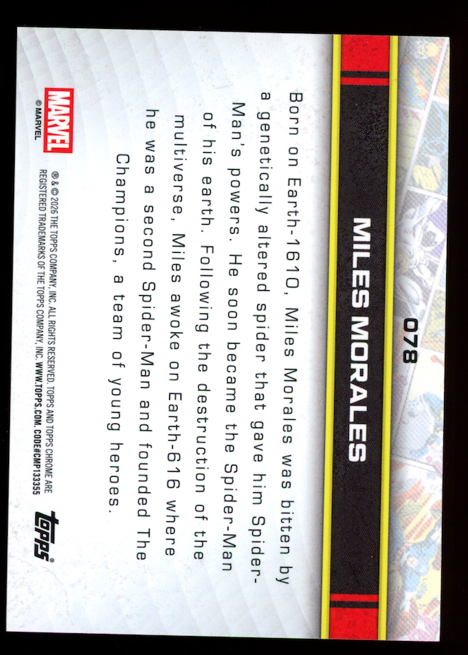 MILES MORALES 2026 Topps Chrome Marvel Comics Orange Wave Refractor /25 #078