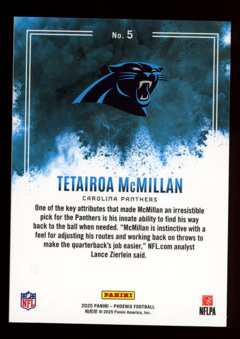 TETAIROA MCMILLAN 2025 Panini Phoenix Color Blast Rookie Case Hit #5 Panthers