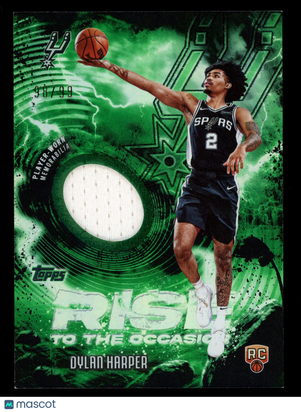 DYLAN HARPER 2025-26 Topps Rise To The Occasion Rookie Patch Green Rainbow /99