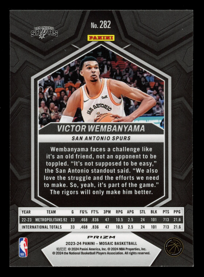 VICTOR WEMBANYAMA 2023-24 Panini Mosaic Rookie City Edition Reactive Blue #282