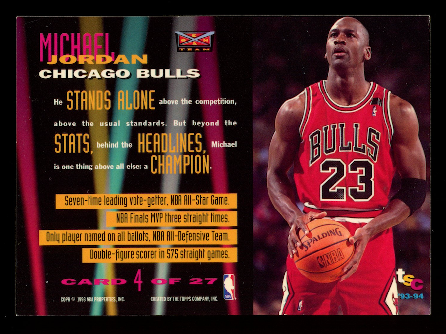 MICHAEL JORDAN 1993-94 Topps Stadium Club Beam Team Insert #4 Bulls