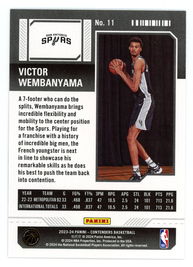 VICTOR WEMBANYAMA 2023-24 Panini Contenders Rookie Game Ticket Pink /199 #11