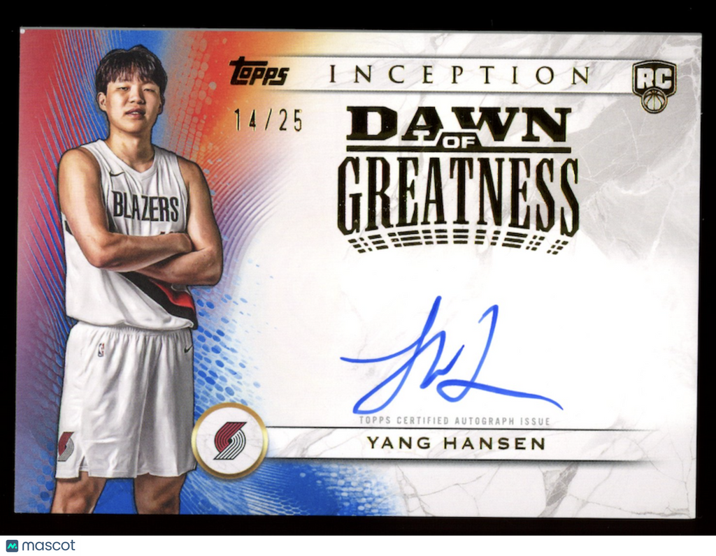 YANG HANSEN 2025-26 Topps Inception Rookie Auto Dawn Of Greatness Blue /25 #DGYH