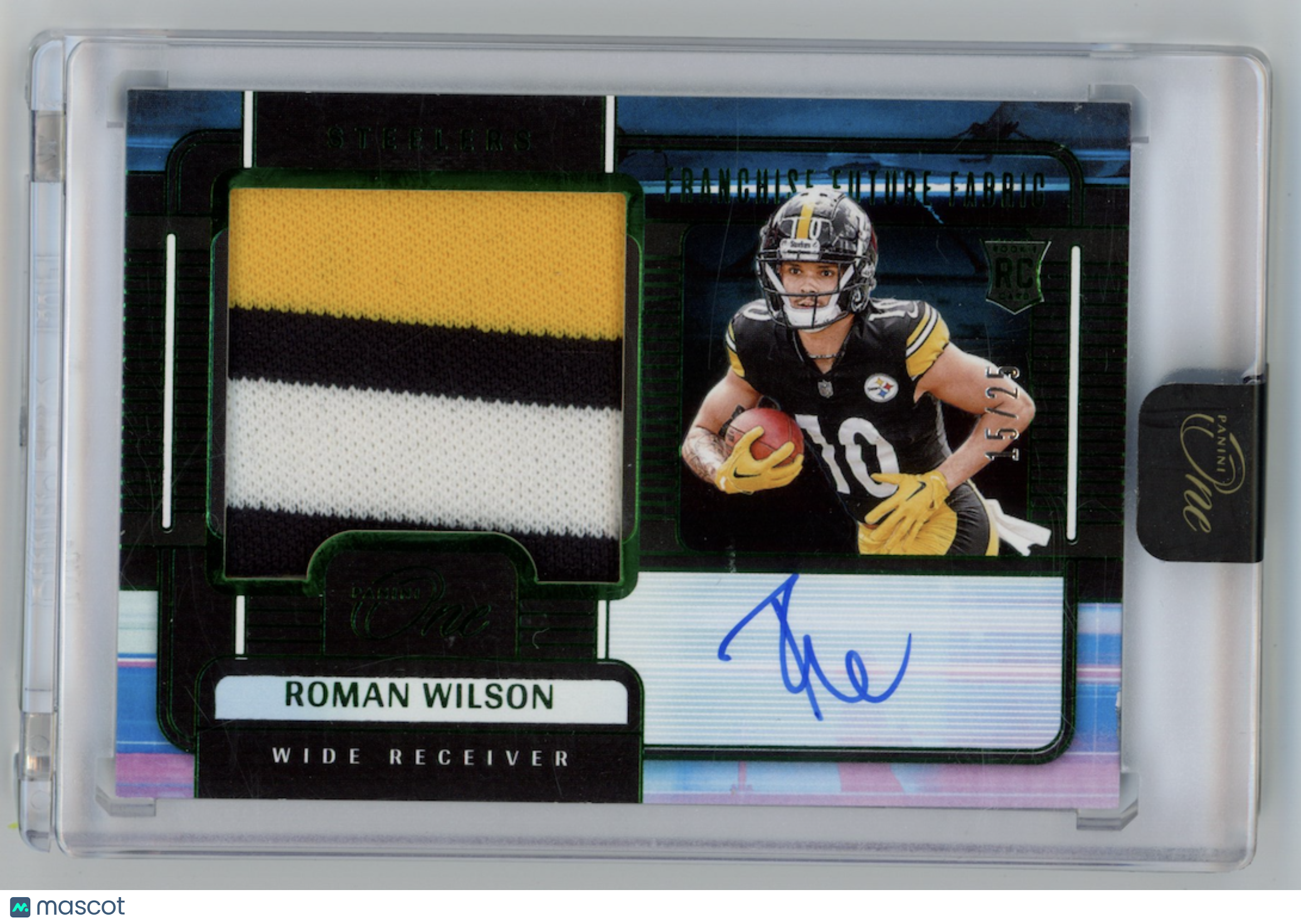 ROMAN WILSON 2025 Panini One Future Fabric Rookie Patch Auto Green /25 #91