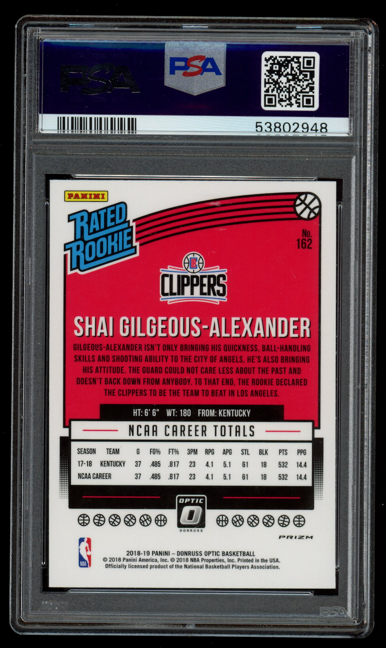 SHAI GILGEOUS-ALEXANDER 2018-19 Donruss Optic Rated Rookie Shock #162 PSA 9