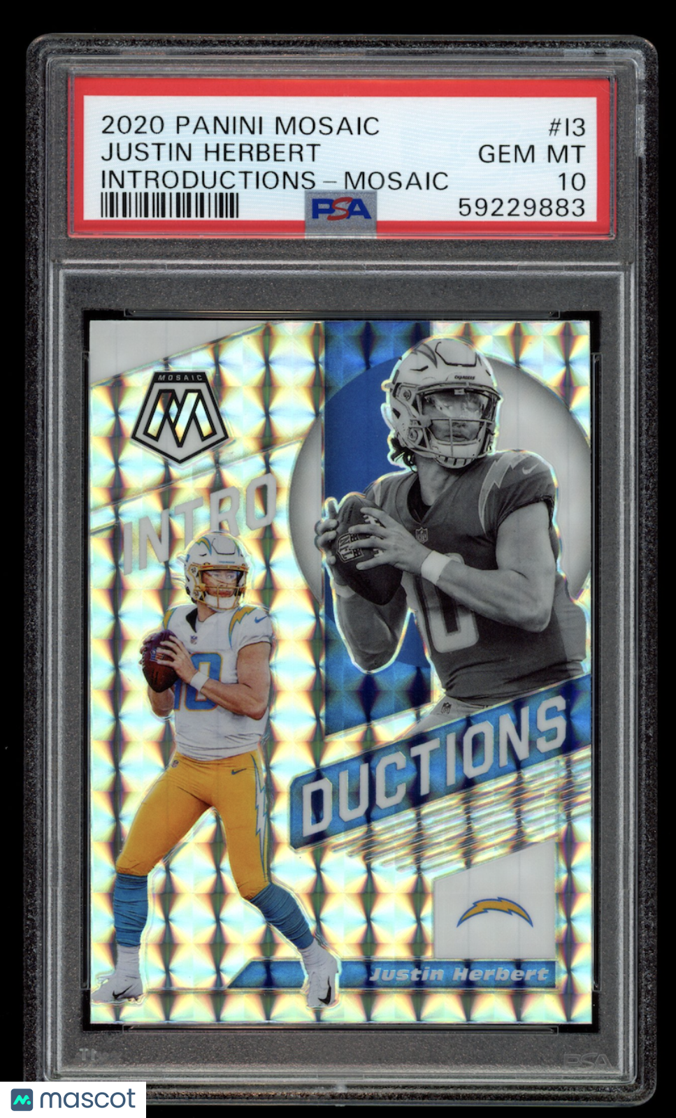 JUSTIN HERBERT 2020 Panini Mosaic Introductions Prizm Rookie #13 PSA 10 Chargers