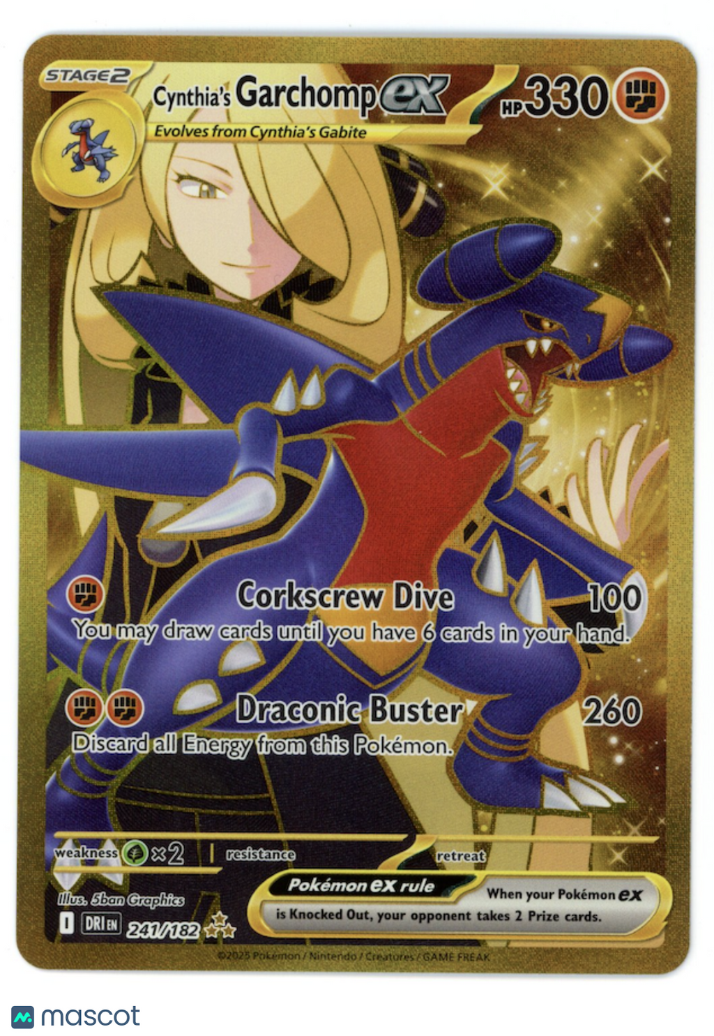 CYNTHIA'S GARCHOMP EX 2025 Pokemon Destined Rivals Hyper Rare #241/182