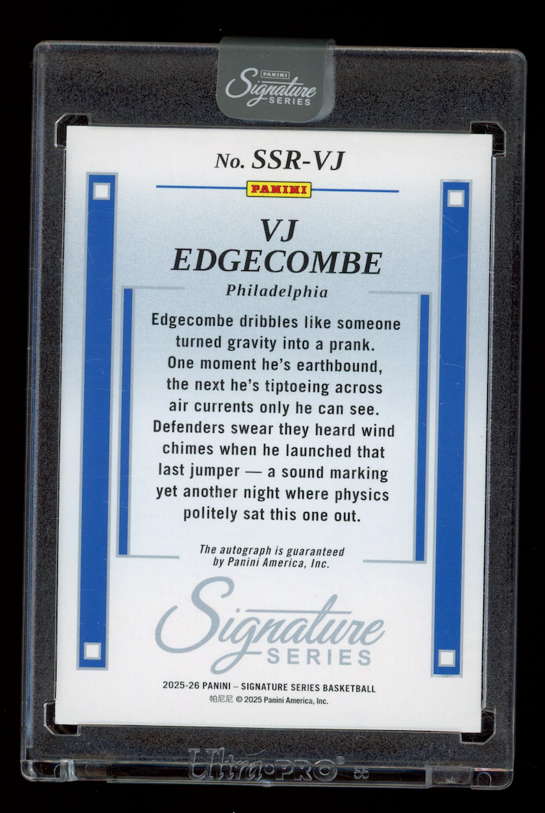 VJ EDGECOMBE 2025-26 Panini Signature Series Rookie Retro Auto Cracked Ice /25