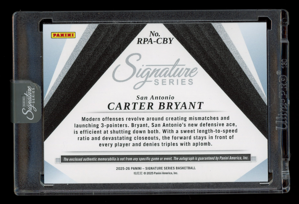 CARTER BRYANT 2025-26 Panini Signature Series Rookie Patch Auto /25 #RPA-CBY