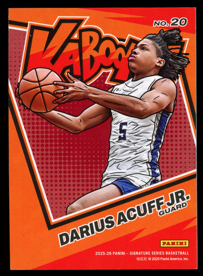 DARIUS ACUFF JR. 2025-26 Panini Signature Series Kaboom Case Hit SSP #20 Kings