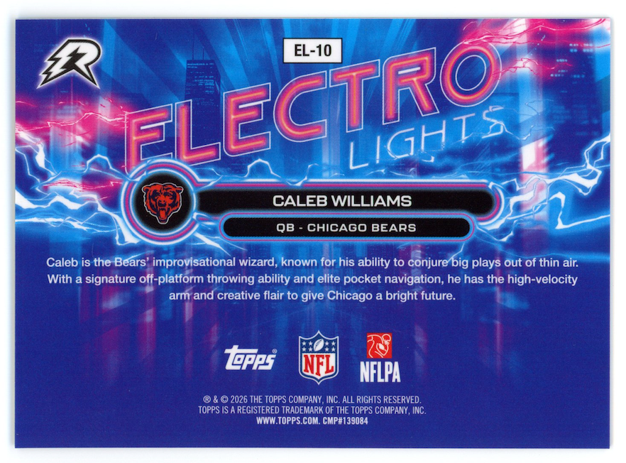CALEB WILLIAMS 2025 Topps Resurgence Electro Lights Case Hit SSP #EL-10 Bears