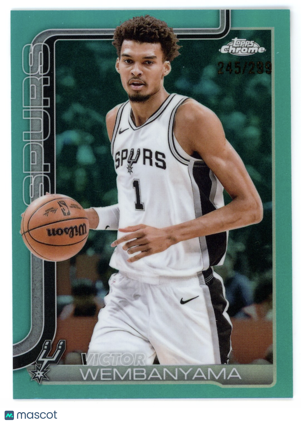 VICTOR WEMBANYAMA 2025-26 Topps Chrome Teal Refractor /299 #221 Spurs
