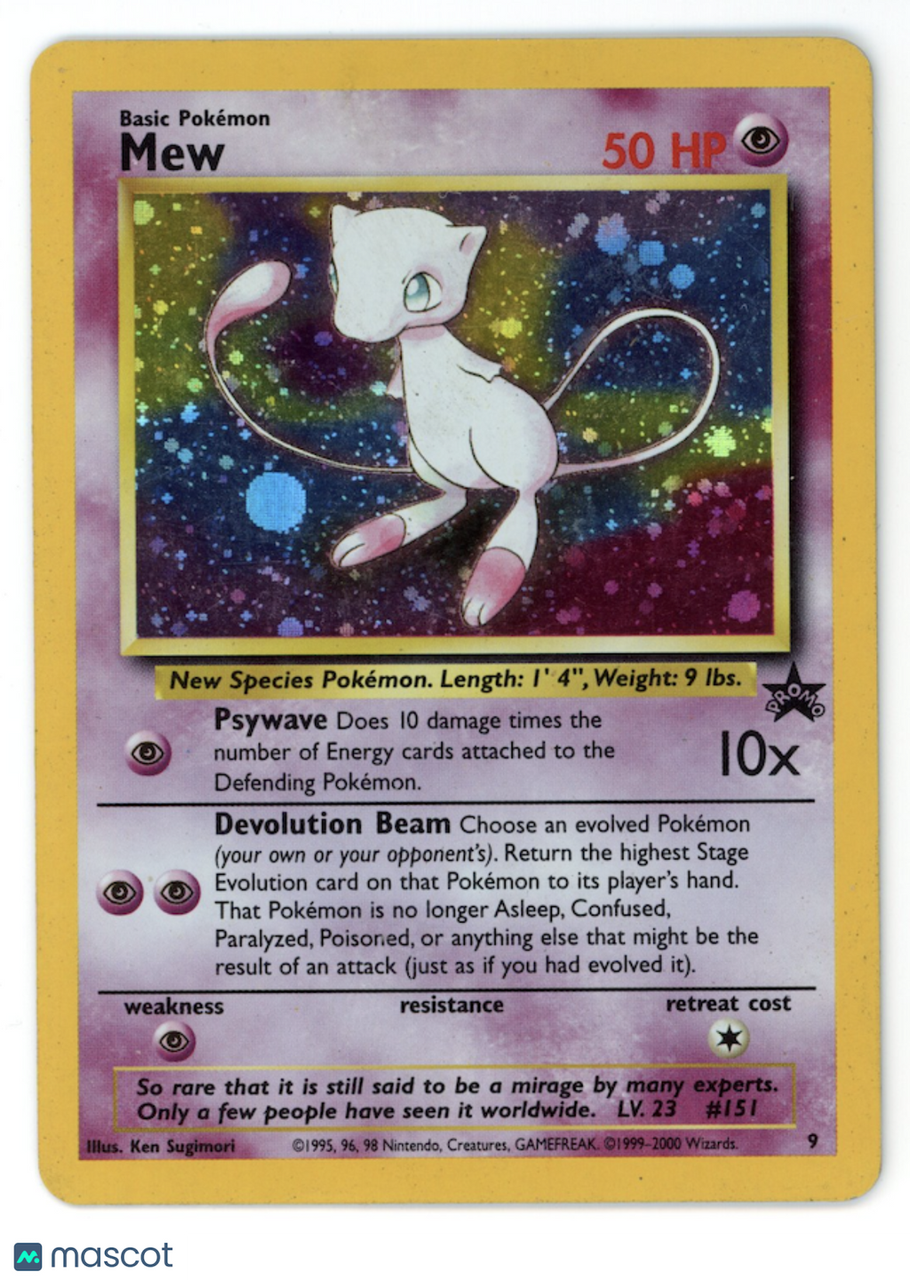 MEW 2000 Pokemon Wizards of The Coast Holo Black Star Promo #9
