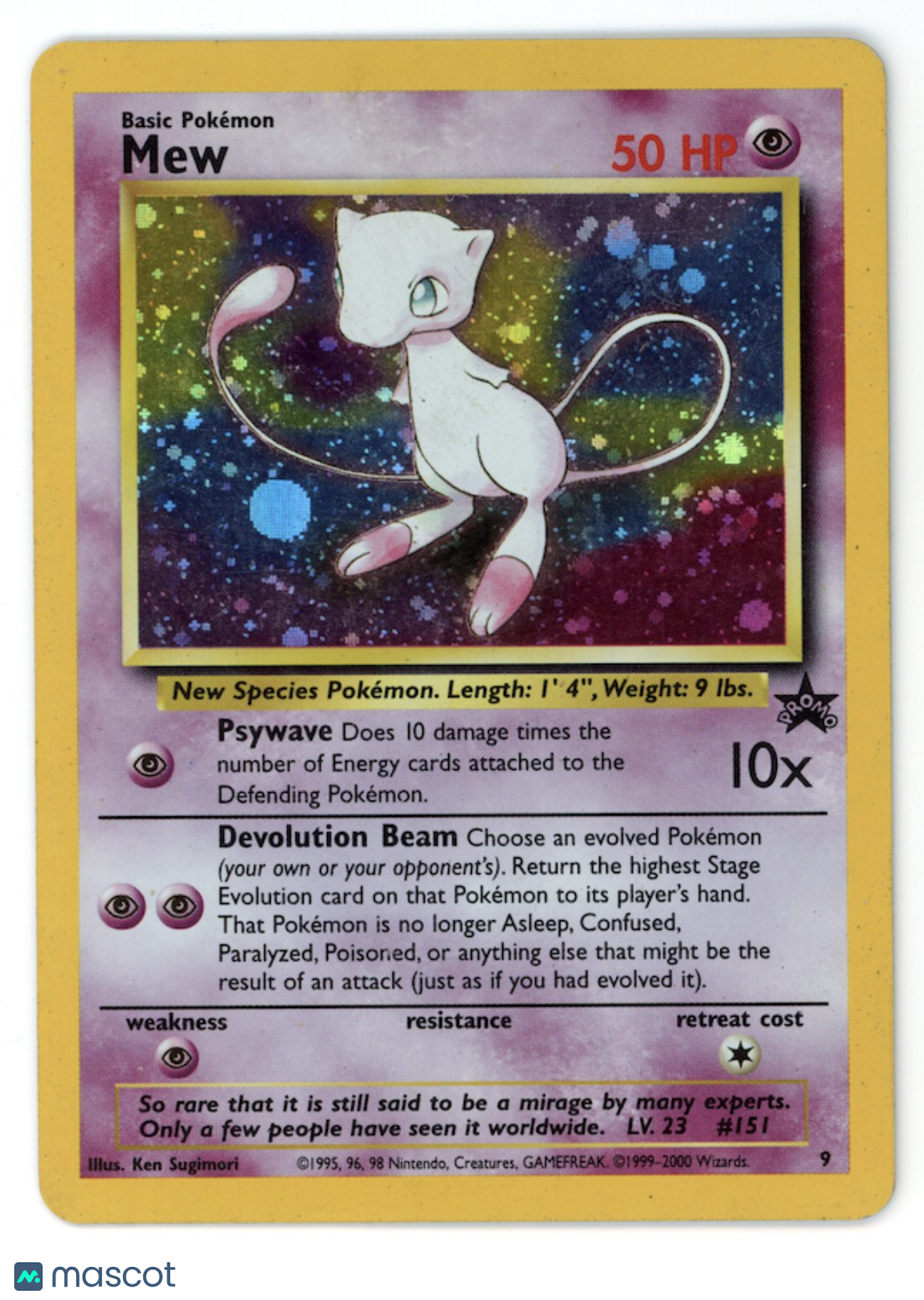 MEW 2000 Pokemon Wizards of The Coast Holo Black Star Promo #9
