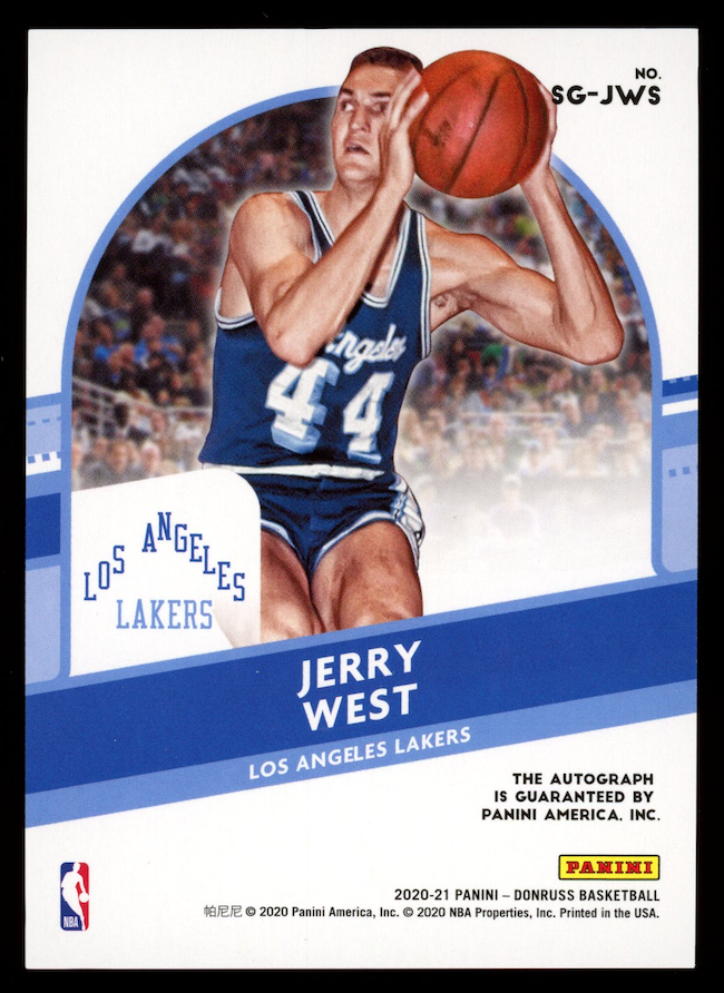 JERRY WEST 2020-21 Panini Donruss Signature Series Auto #SG-JWS Lakers