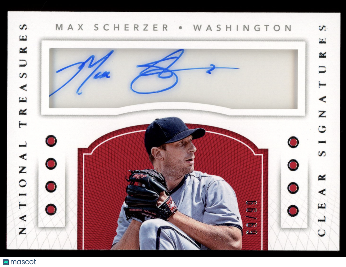 MAX SCHERZER 2016 Panini National Treasures Clear Signatures Auto /99 #CS-MS