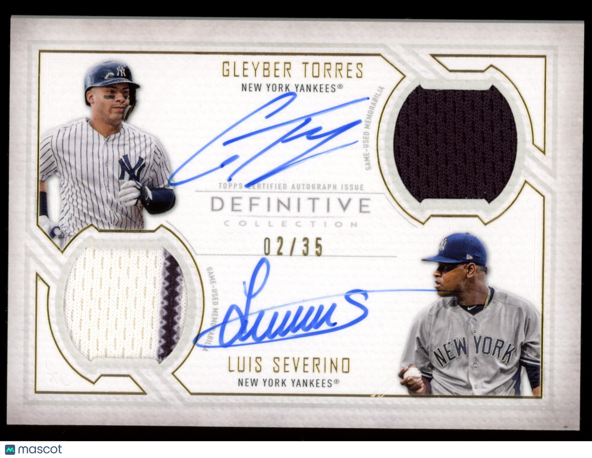 GLEYBER TORRES LUIS SEVERINO 2019 Topps Definitive Collection Patch Auto /35