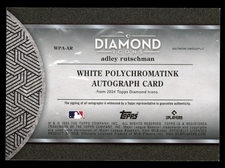 ADLEY RUTSCHMAN 2024 Topps Diamond Icons White Polychromatink Auto Emerald /5