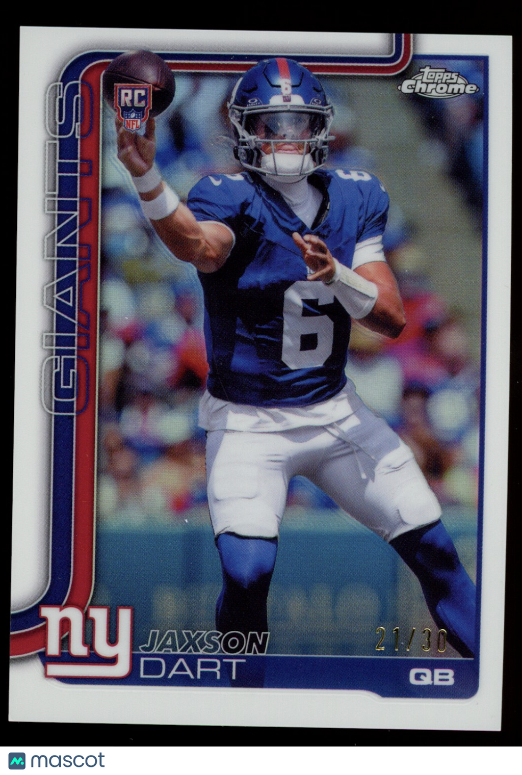 JAXSON DART 2025 Topps Chrome Rookie White Refractor /30 #306 Giants