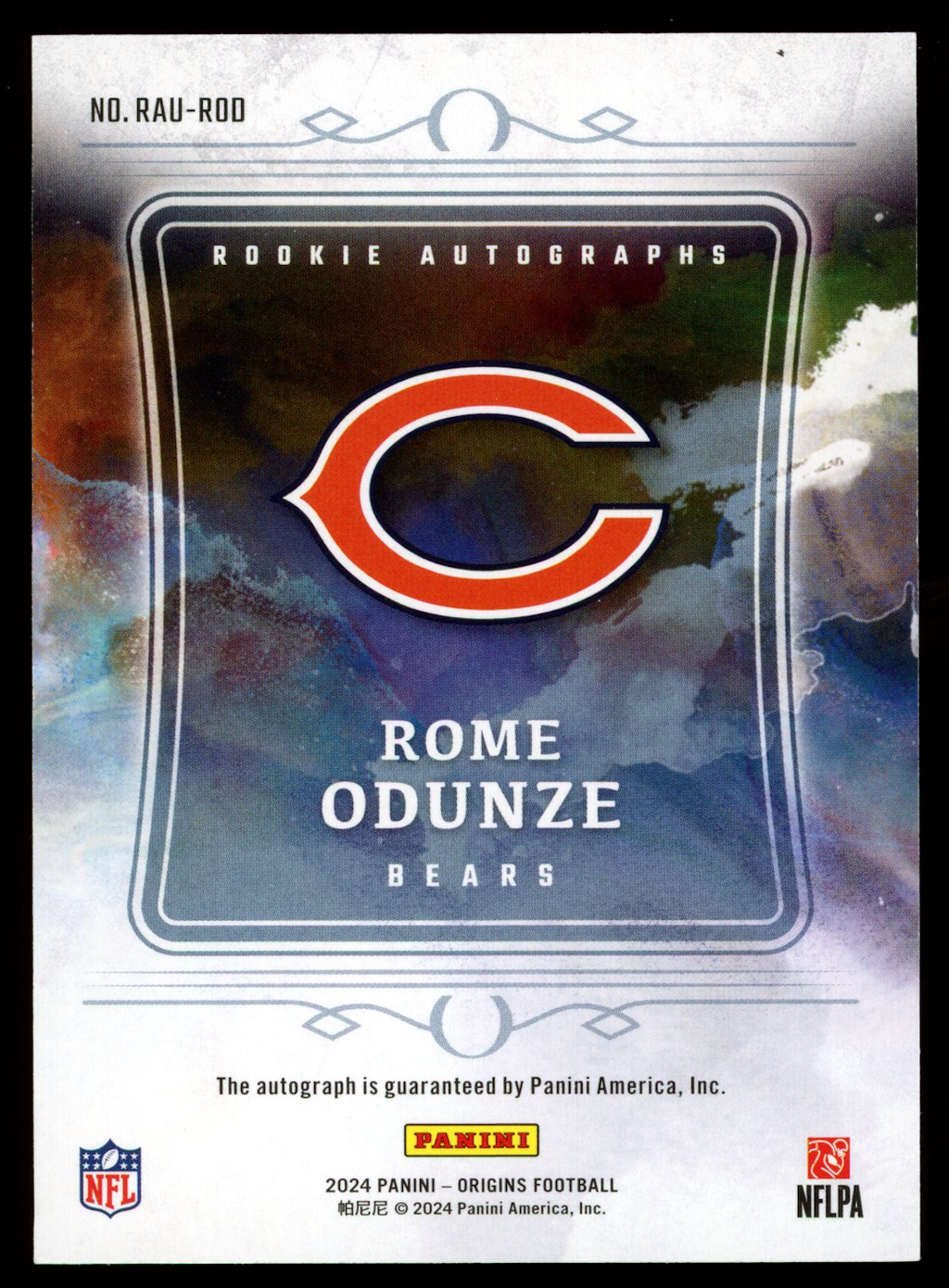 ROME ODUNZE 2024 Panini Origins Rookie Auto Purple FOTL /17 #RAU-ROD Bears
