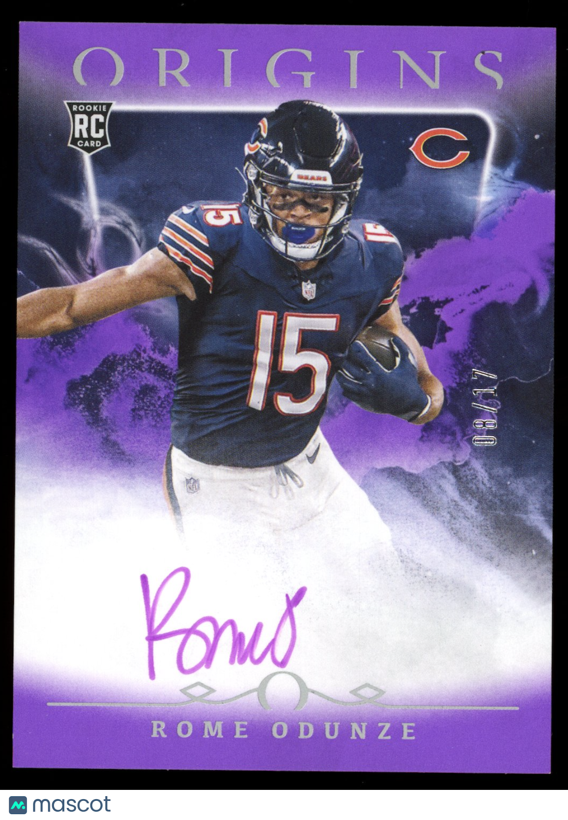 ROME ODUNZE 2024 Panini Origins Rookie Auto Purple FOTL /17 #RAU-ROD Bears