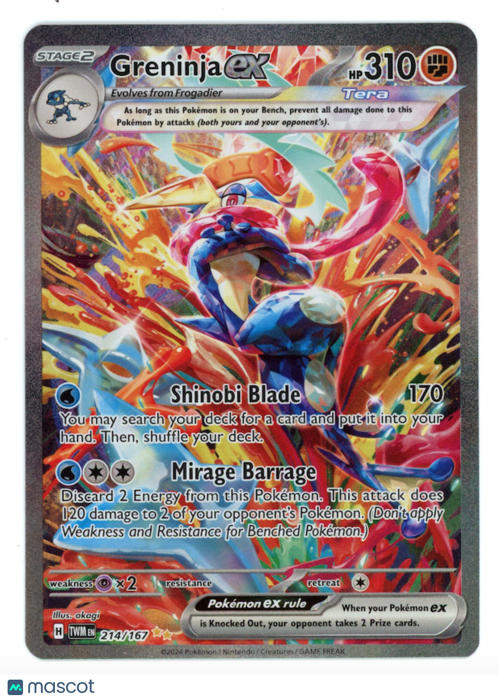 GRENINJA EX Pokemon S&V Twilight Masquerade #214/167 Special Illustration Rare