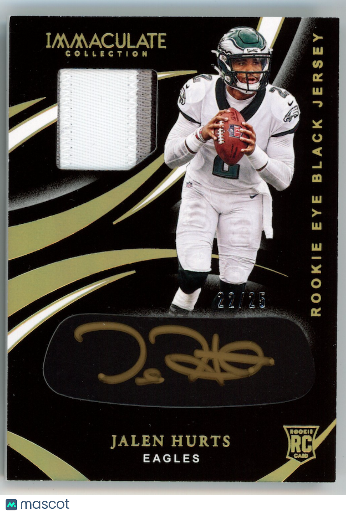 JALEN HURTS 2020 Panini Immaculate Rookie Eye Black Patch Auto Gold /25 Eagles