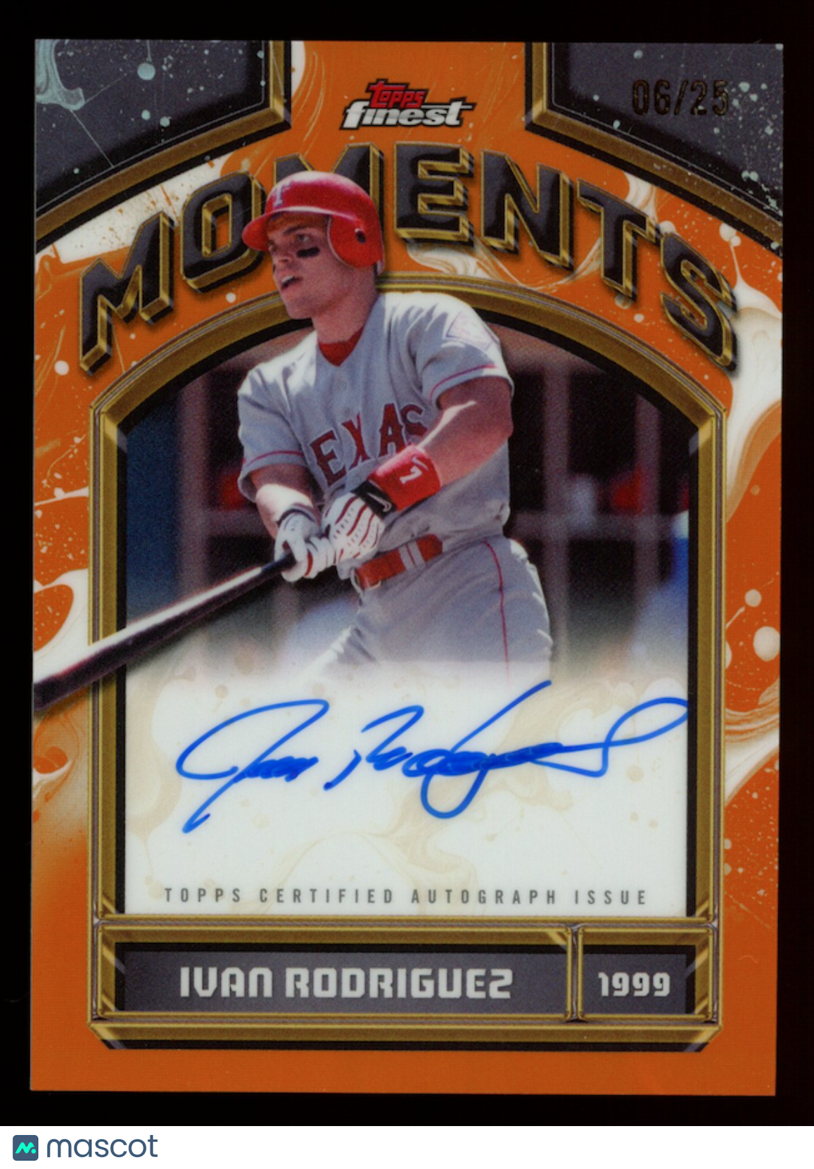 IVAN RODRIGUEZ 2026 Topps Finest Moments Auto Orange Refractor /25 #FMA-IR
