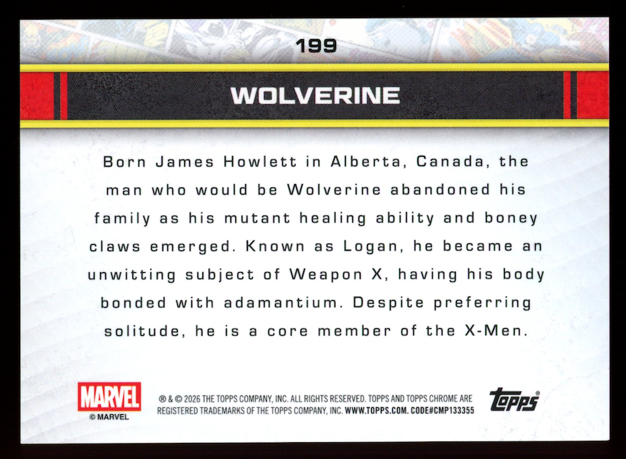 WOLVERINE 2026 Topps Chrome Marvel Comics Purple Shimmer Refractor /75 #199