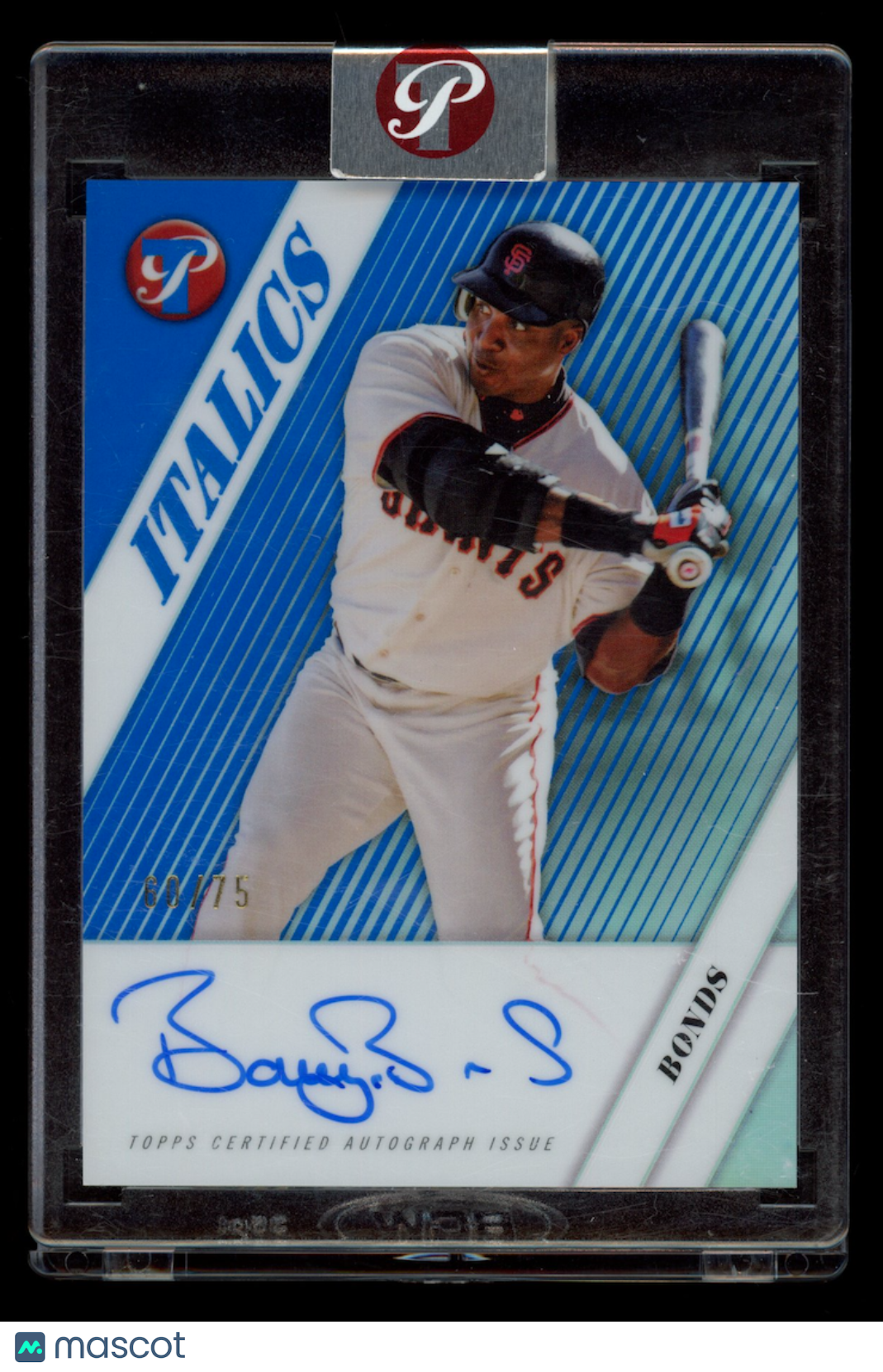BARRY BONDS 2026 Topps Pristine Italics Auto Blue Refractor /75 #I-BB Giants