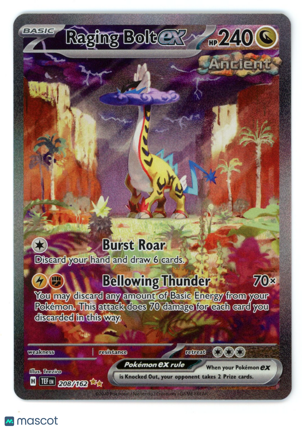 RAGING BOLT EX 2024 Pokemon Temporal Forces Special Illustration Rare #208/162