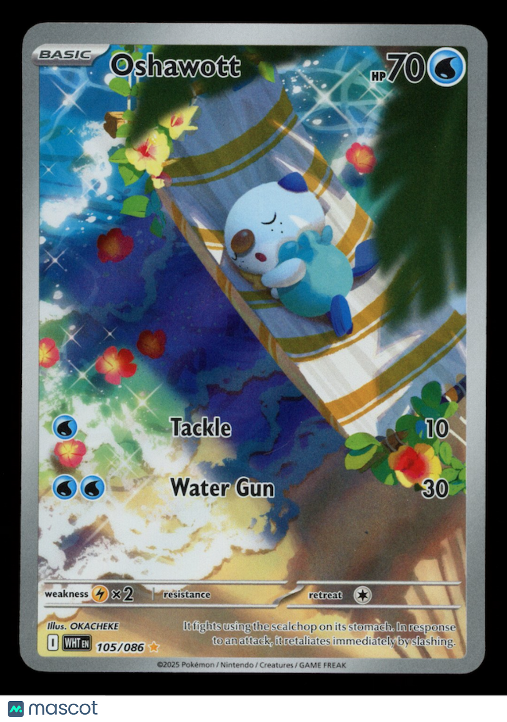 OSHAWOTT 2025 Pokemon Scarlet & Violet White Flare Illustration Rare #105/086