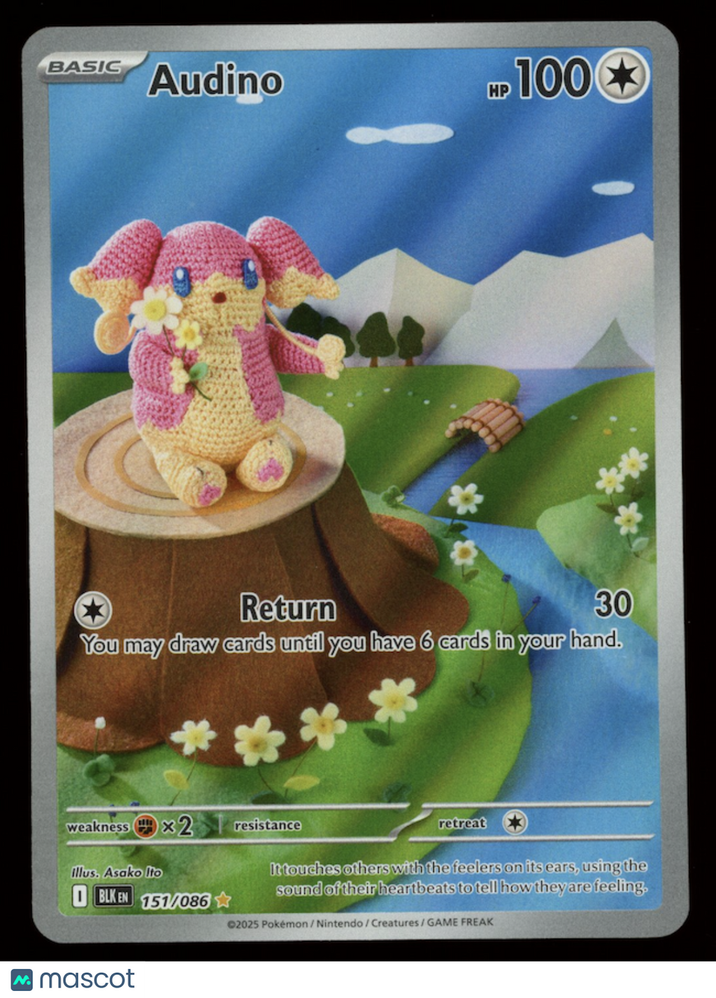 AUDINO 2025 Pokemon Scarlet & Violet Black Bolt Holo Illustration Rare #151/86