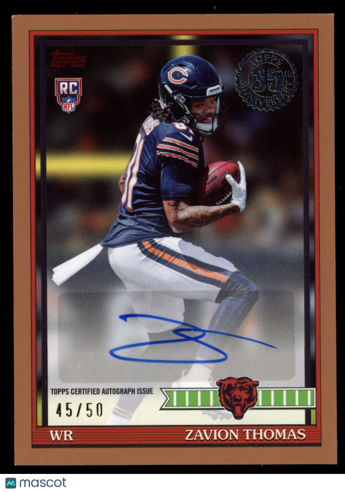 ZAVION THOMAS 2026 Topps Flagship 1991 Rookie Auto Gold /50 #91FRA-ZT Bears