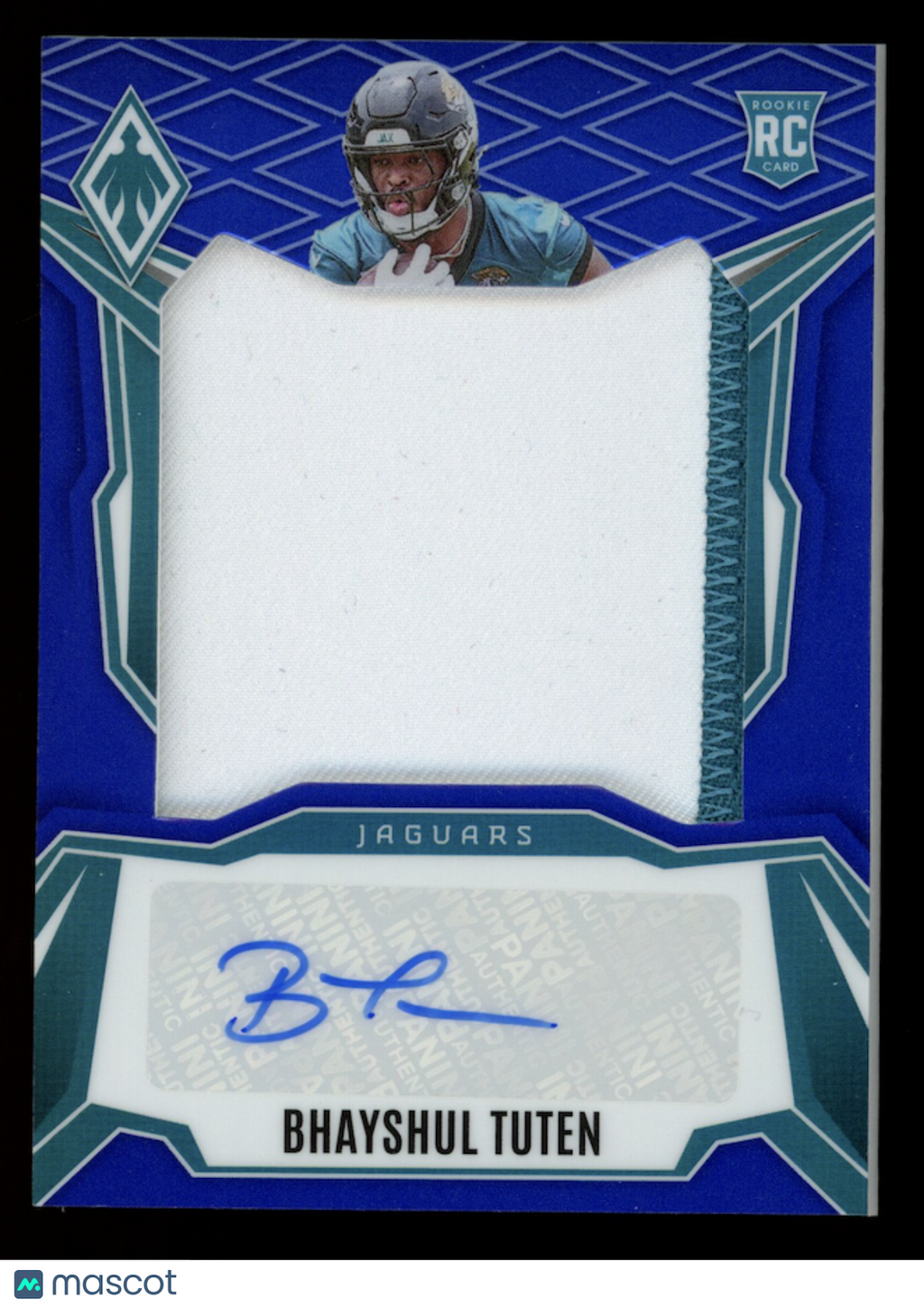 BHAYSHUL TUTEN 2025 Panini Phoenix Rookie Patch Auto Blue /49 #RPS-BTN Jaguars