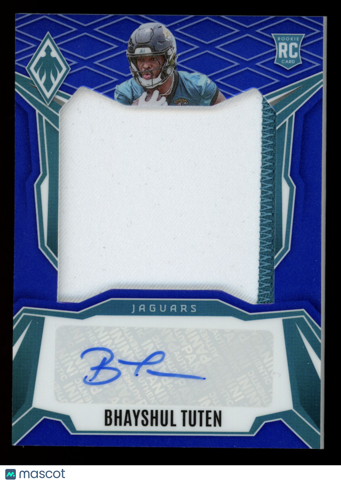 BHAYSHUL TUTEN 2025 Panini Phoenix Rookie Patch Auto Blue /49 #RPS-BTN Jaguars