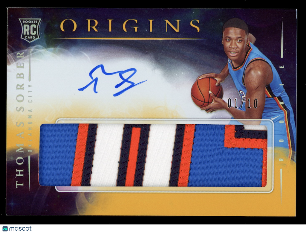 THOMAS SORBER 2025-26 Panini Origins Rookie Jumbo Patch Auto Gold /10 #RJA-SOR