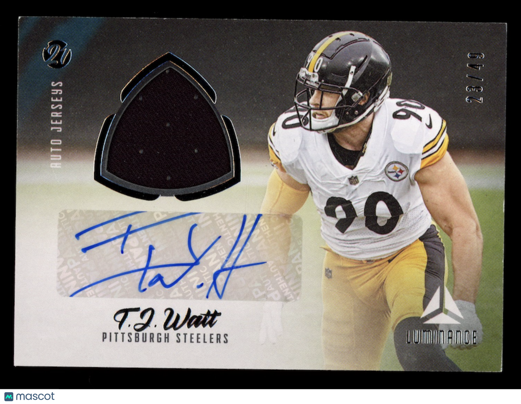 T.J. WATT 2021 Panini Luminance Jersey Patch Auto /49 #AJ-TW Steelers